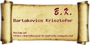 Bartakovics Krisztofer névjegykártya